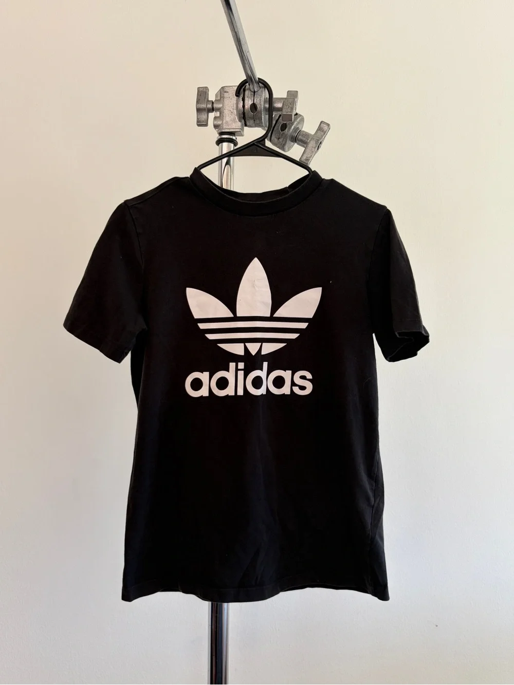 adidas Black Tee with White Trefoil Logo